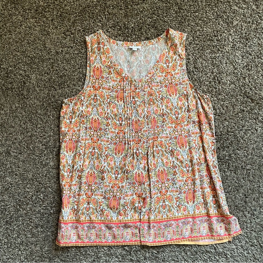 J. Jill Strapless V-neck Mulicolor  Floral print tank size XL